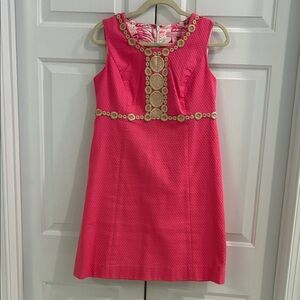 Pink Sleeveless Dress with Gold Accents